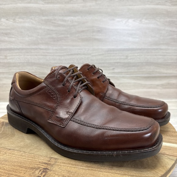 ECCO Dress Shoes Mens 45 Helsinki Oxford Brown Leather Low Top Lace Up Classic - Picture 1 of 9